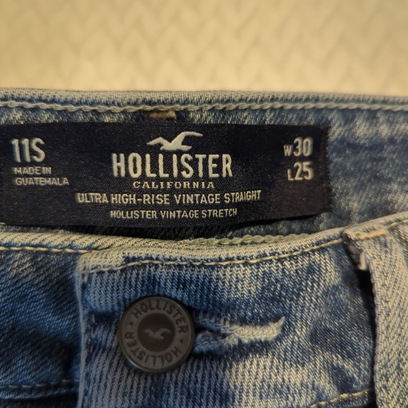 Hollister Jeans Ultra High-Rise Vintage Straight Stretch Light Wash 11S 30x25 - Picture 5 of 7